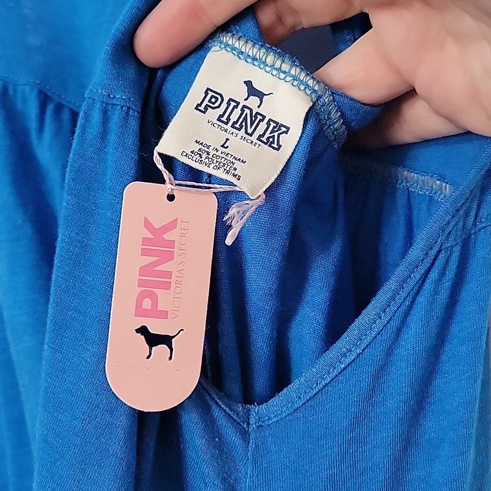 Vintage VS PINK Trapeze Swing Dress Size Large in Blue Hearts - Picture 4 of 12